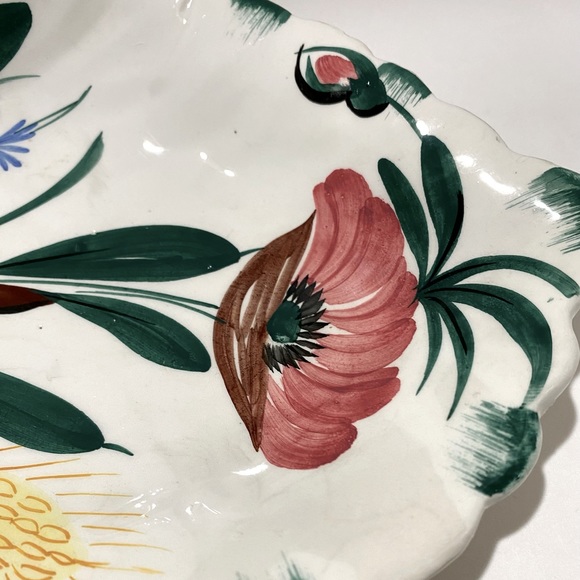 Vintage Mid-20th Century Italian Leaf Shape Pottery Dish Floral Signed - Picture 3 of 5